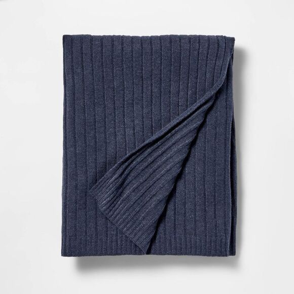Threshold designed w/Studio McGee Other - Plush Ribbed Knit Throw Blanket - Navy